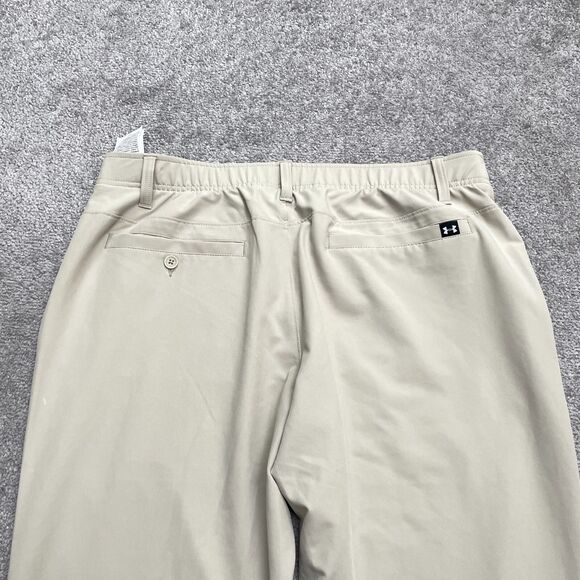 Under Armour Khaki Golf Pants Men 38x32 Beige Straight Leg Stretch Preppy Casual - Picture 3 of 15